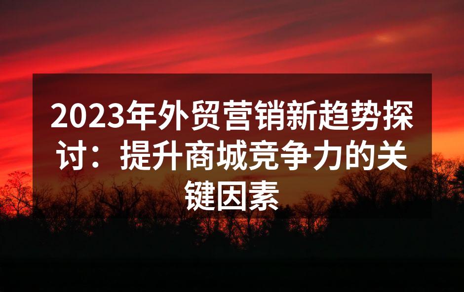 2023年外贸营销新趋势探讨：提升商城竞争力的关键因素